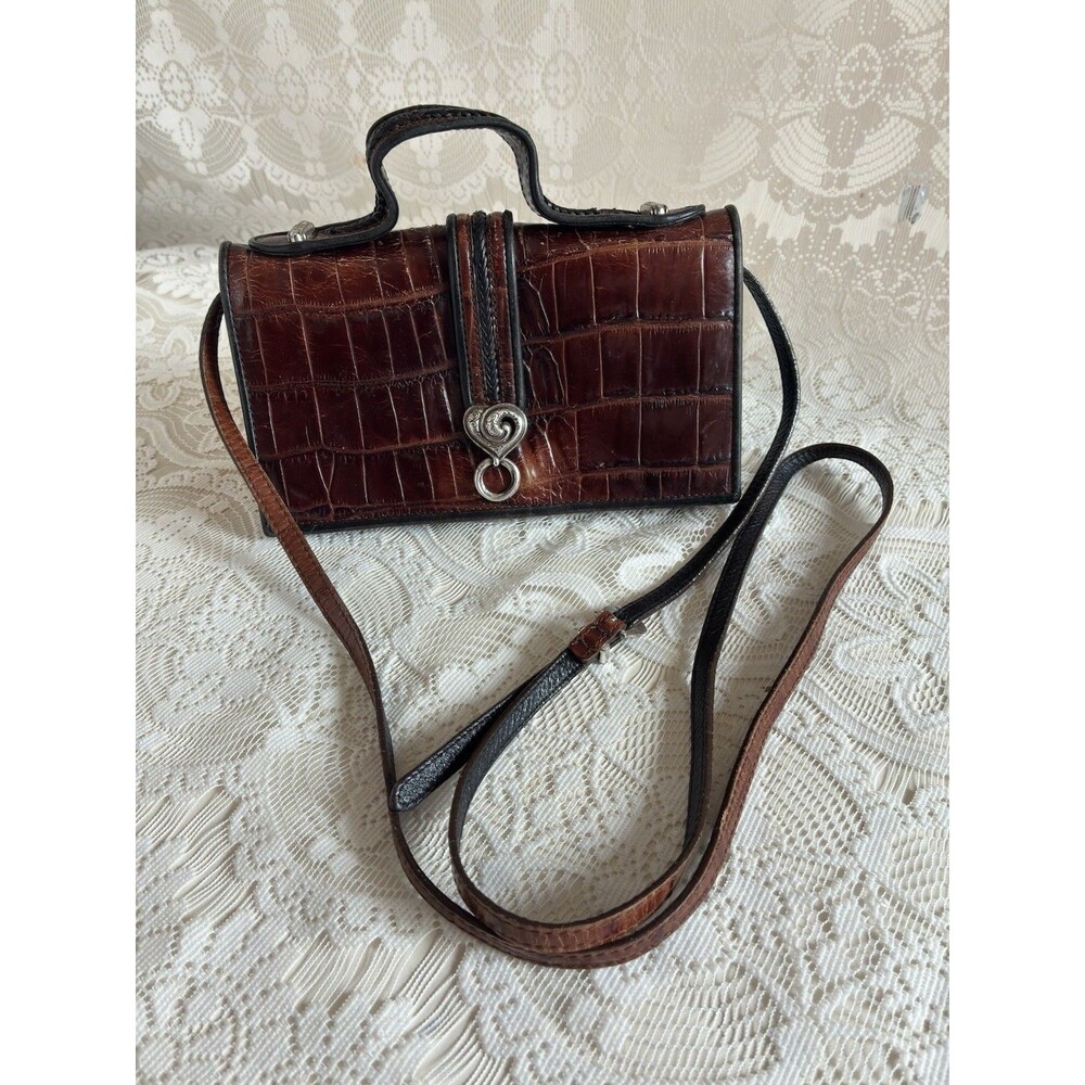 Brighton Convertible Clutch Crossbody Purse Top Handle Brown Top Handle Shoulder